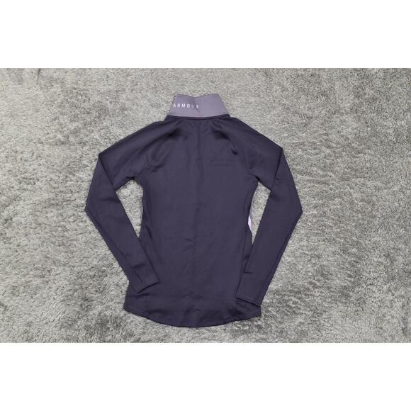 Under Armour Coldgear Fitted Solid Purple Pullover Sweater XS Solid 1/4 Zip - Picture 3 of 10